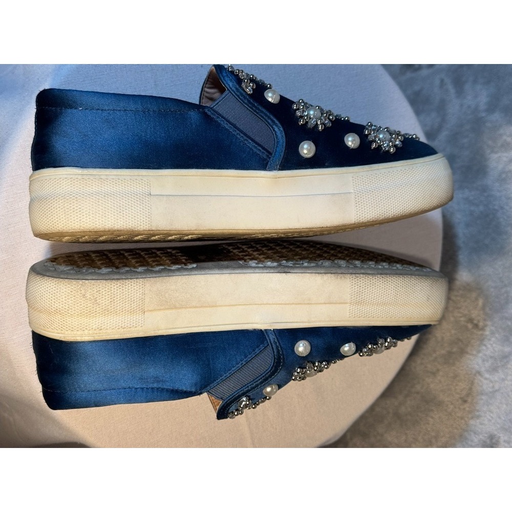 Topshop slip-on loafers 38 blue comfort shoes pearl embellished crystal preppy - Picture 7 of 10